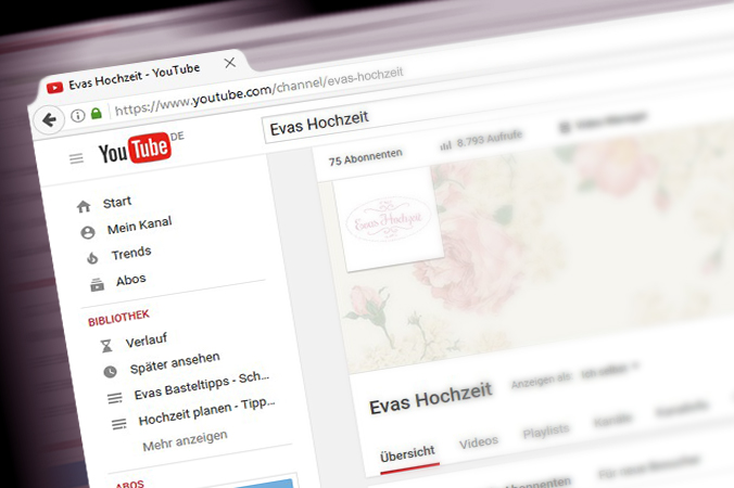 Erwischt man das richtige Thema, wie z.B. der YouTube Kanal "Evas-Hochzeit" - der sich um alle Themen rund um Hochzeiten dreht - ist dank Social Seeding und Viral Seeding eine rasche und kostengünstige Verbreitung garantiert. (#3)