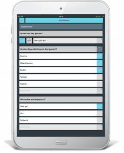 Quality Management Software (QMS): auf mobilen Geräten stellt die QM-App bw. Software stets sicher, dass alle Prüfpunkte eines QS-Audits vollständig absolviert werden. Das QS-Tracking ermöglicht eine spätere Prüfung des gesamten QM-Vorgangs. (Foto: Firstaudit)