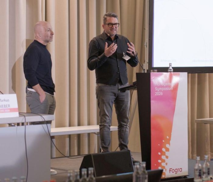 Markus Weber (Staudacher) und J&uuml;rgen Hein (w&co MediaServices) (Foto: Fogra Forschungsinstitut f&uuml;r Medientechnologien e.V.)